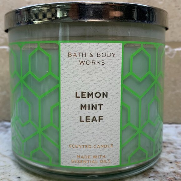Bath & Body Works Candle Lemon Mint Leaf 3 Wick NEW - Picture 1 of 3